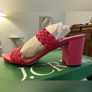 J. Crew Women's Pink Braided Heeled Sandals NWT